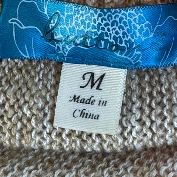 Boho Striped Open Front Draped Cardigan Sweater | Size M | Neutral Pink Teal - Picture 8 of 8